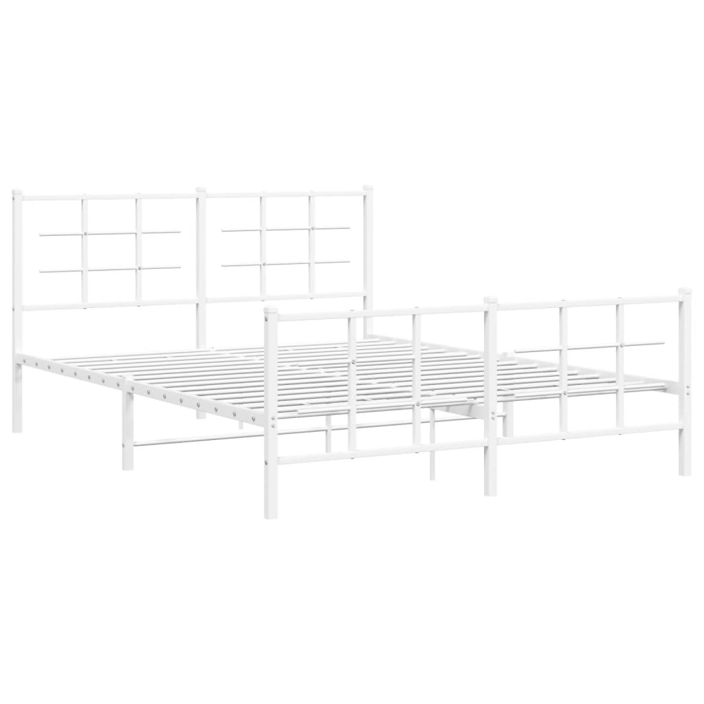 Sengeramme i metall med hode- og fotgavl hvit 150x200 cm