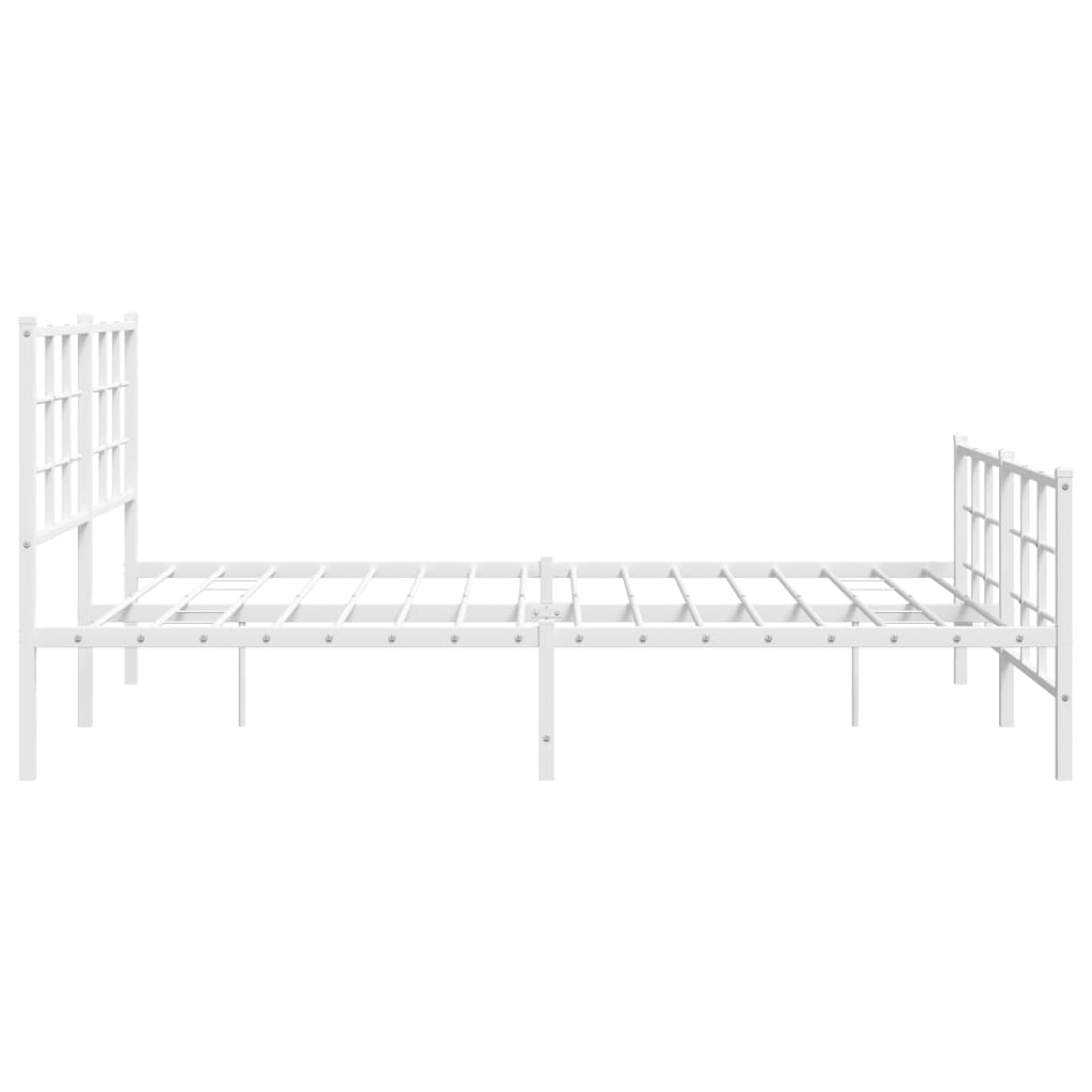 Sengeramme i metall med hode- og fotgavl hvit 150x200 cm