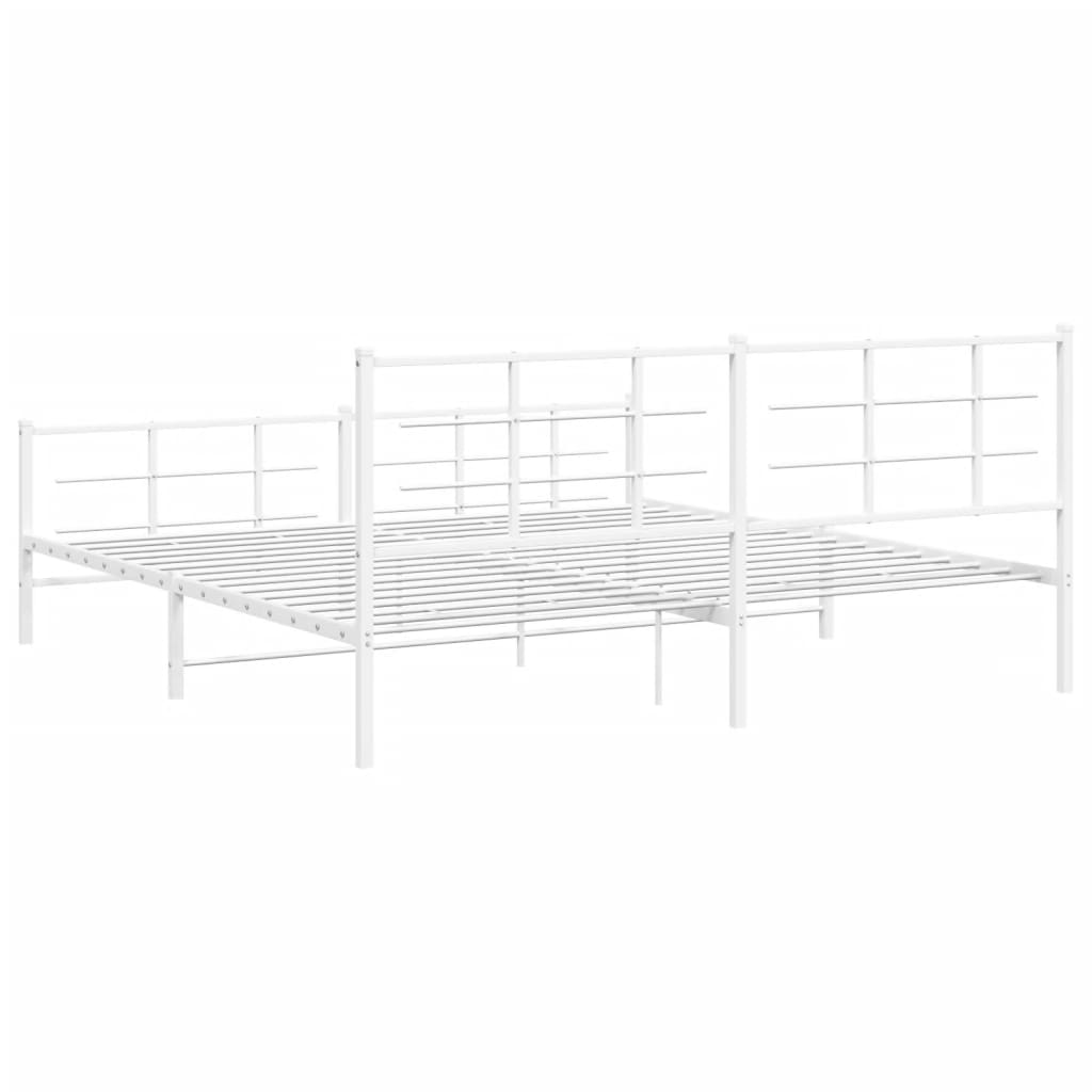 Sengeramme i metall med hode- og fotgavl hvit 200x200 cm