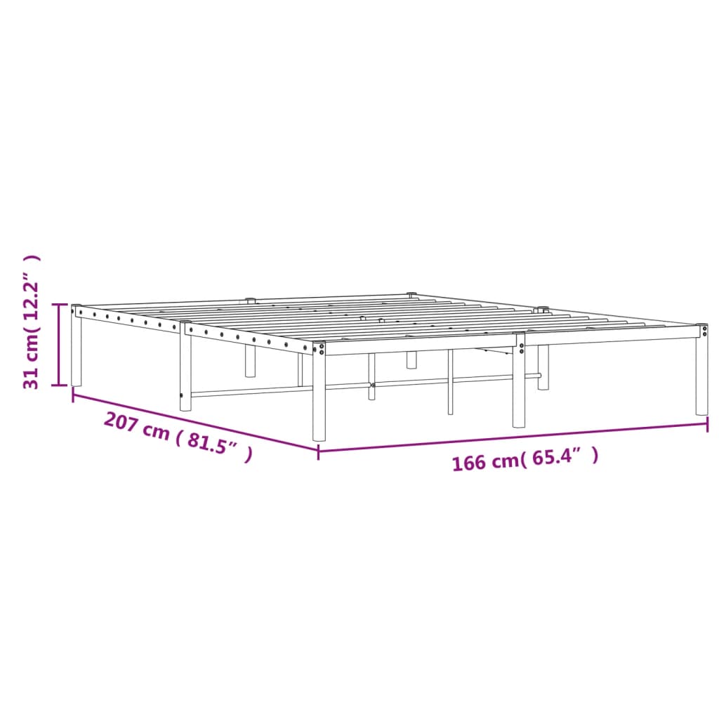 Sengeramme i metall svart 160x200 cm