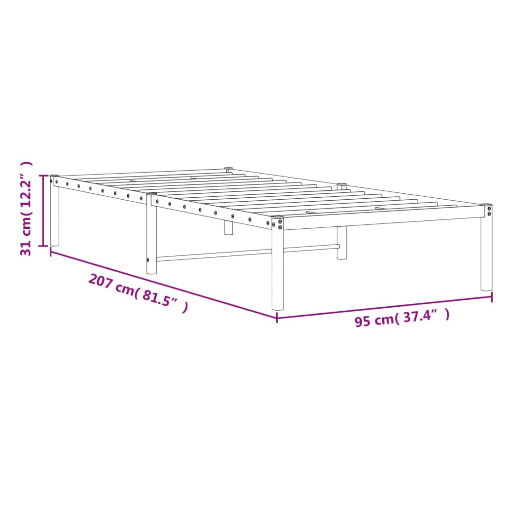 Sengeramme i metall hvit 90x200 cm