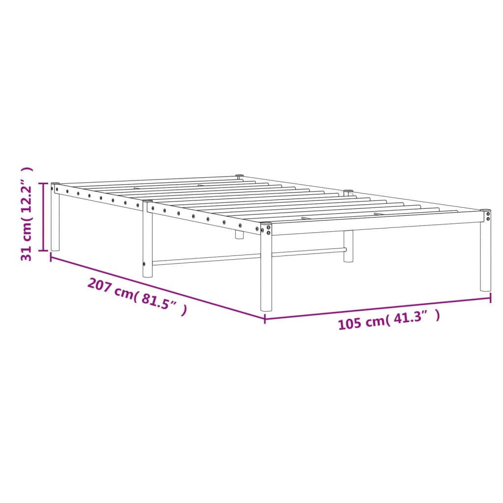 Sengeramme i metall hvit 100x200 cm