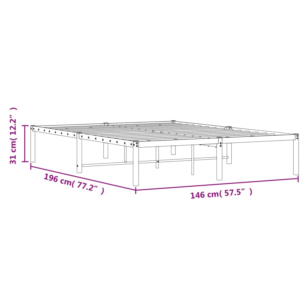 Sengeramme i metall hvit 140x190 cm