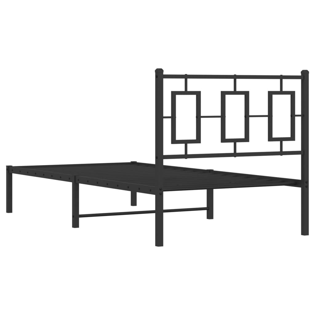 Sengeramme i metall med hodegavl svart 90x190 cm