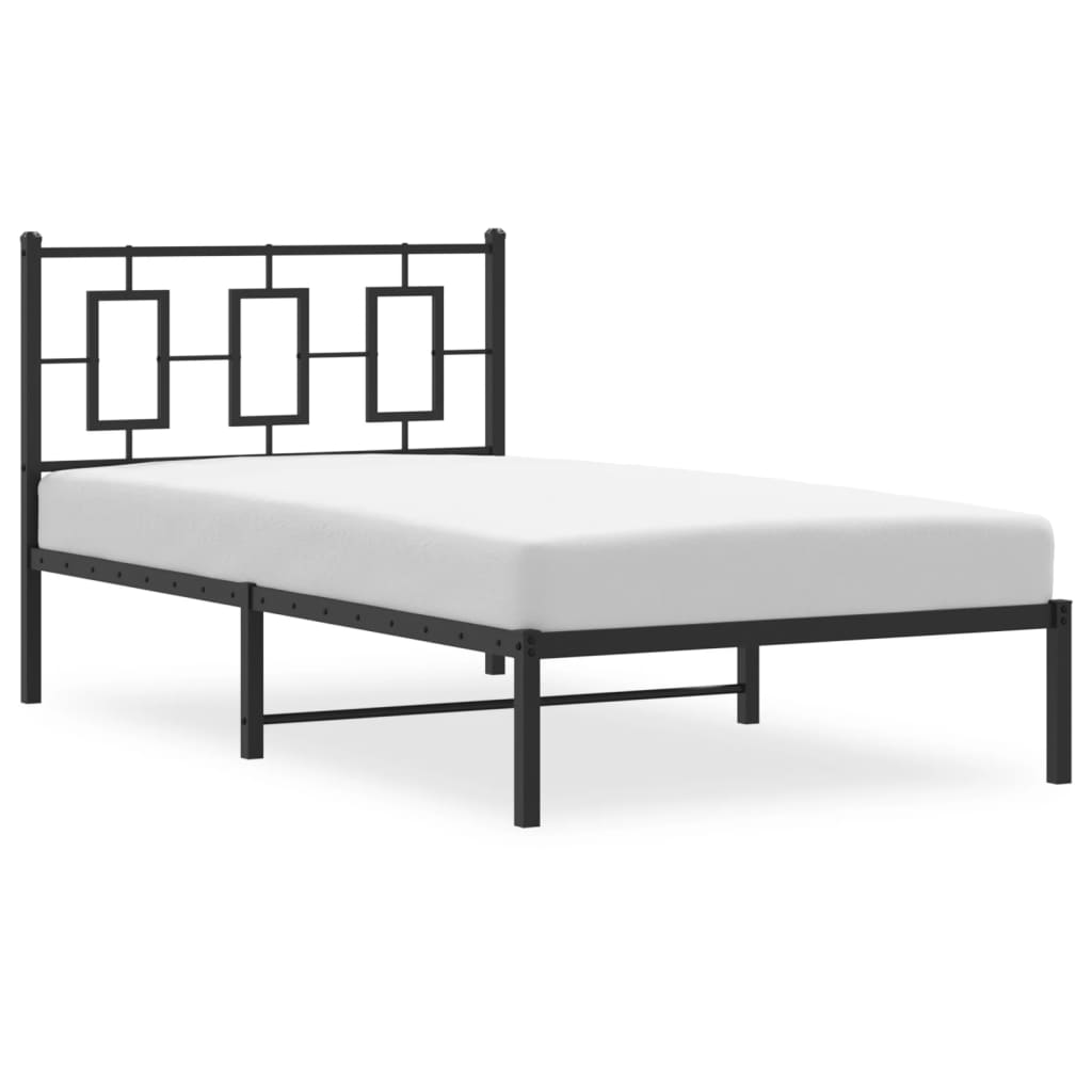 Sengeramme i metall med hodegavl svart 100x190 cm
