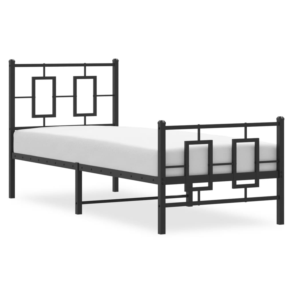 Sengeramme i metall med hode- og fotgavl svart 80x200 cm