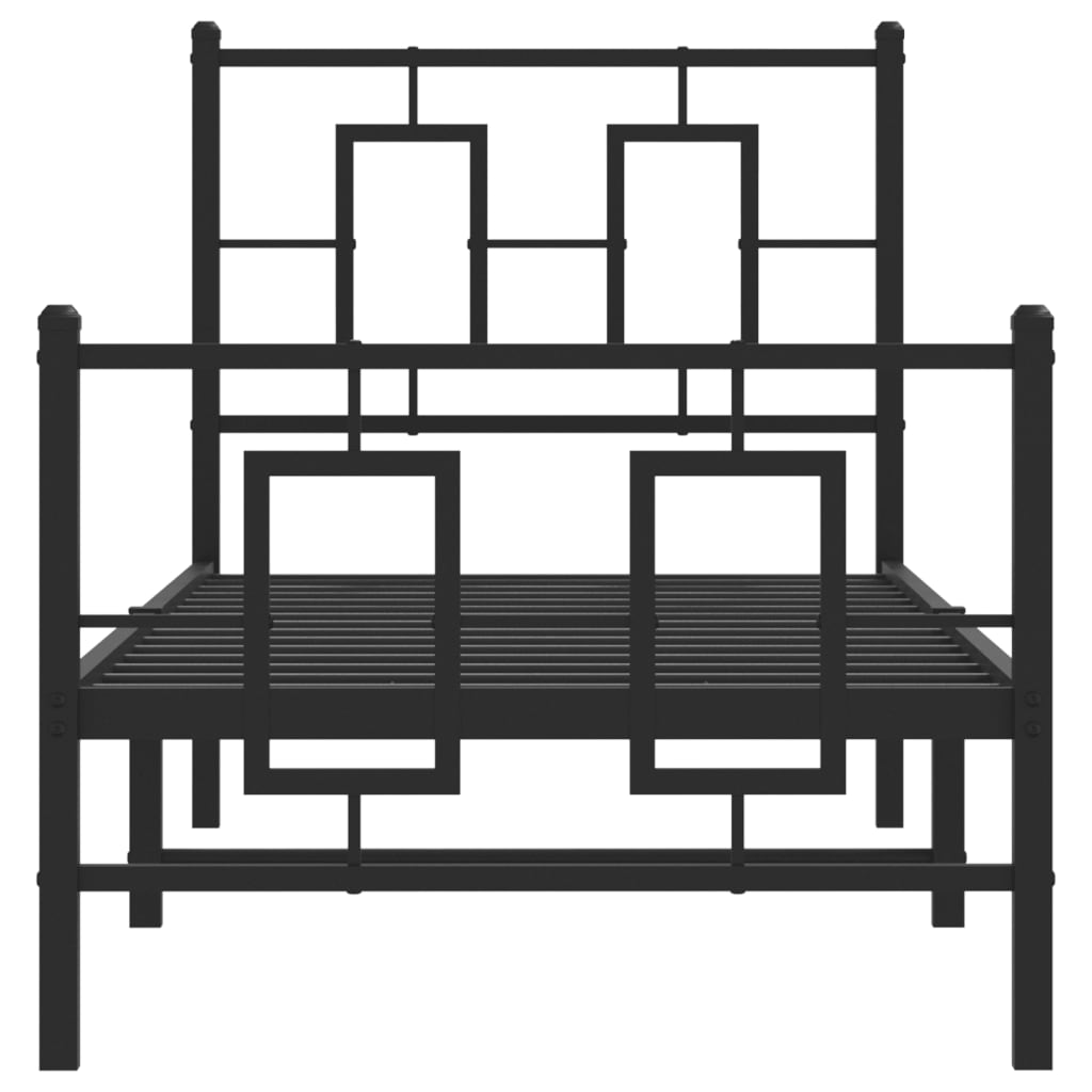 Sengeramme i metall med hode- og fotgavl svart 80x200 cm