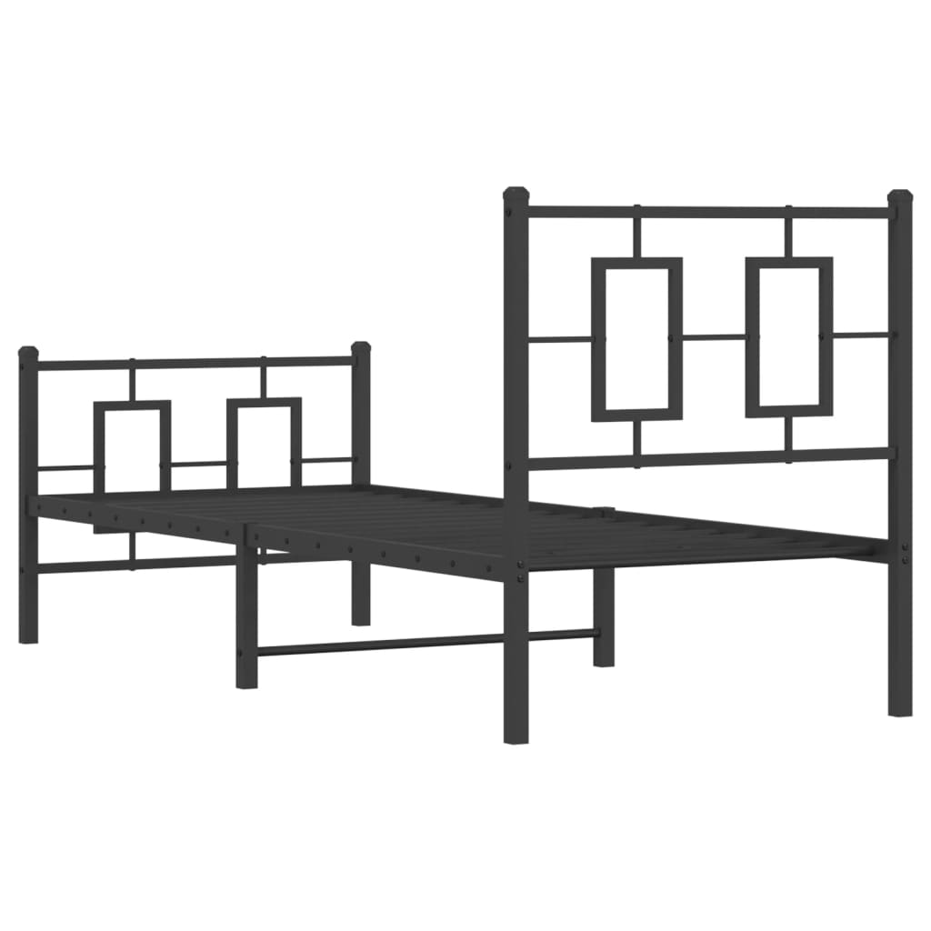 Sengeramme i metall med hode- og fotgavl svart 80x200 cm