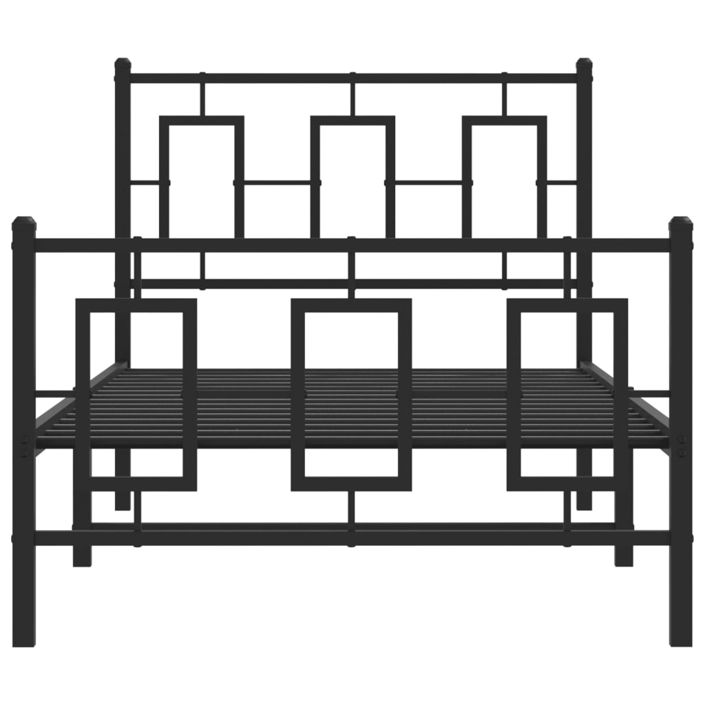 Sengeramme i metall med hode- og fotgavl svart 90x190 cm