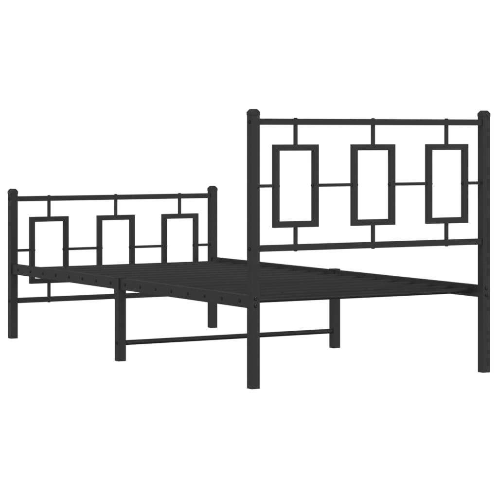 Sengeramme i metall med hode- og fotgavl svart 90x190 cm