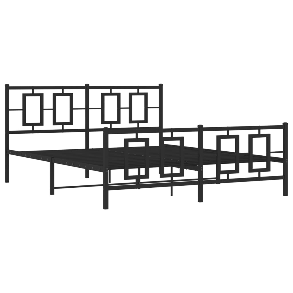 Sengeramme i metall uten madrass med fotgavl svart 160x200 cm