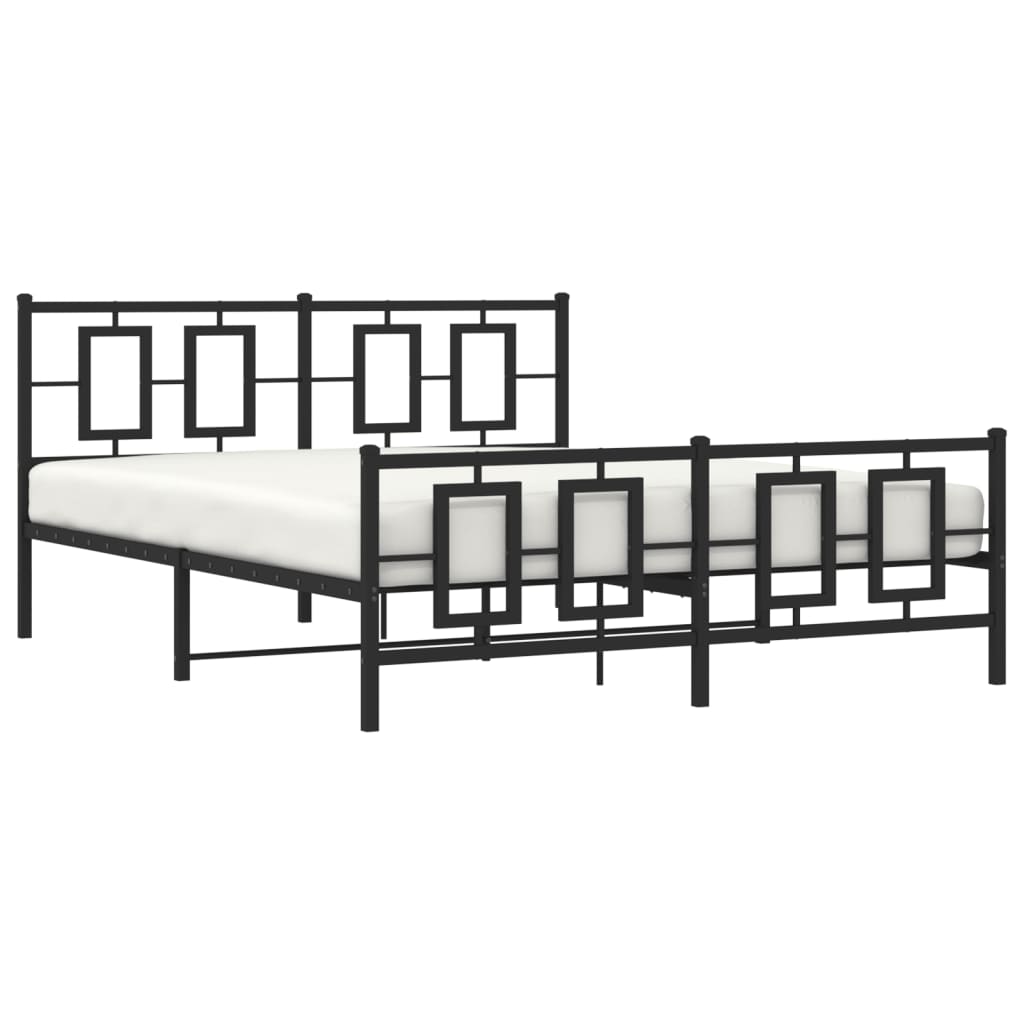 Sengeramme i metall uten madrass med fotgavl svart 160x200 cm
