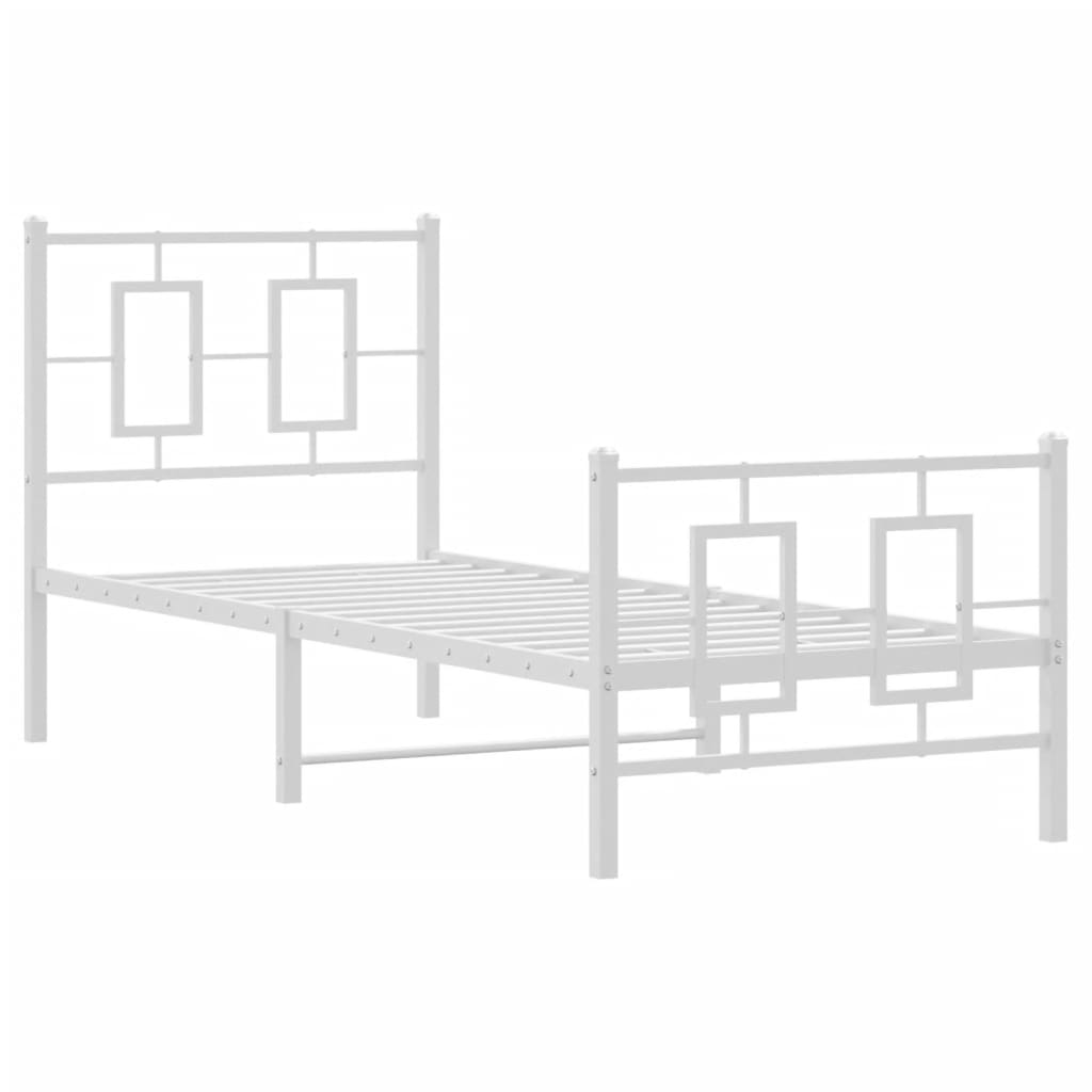 Sengeramme i metall med hode- og fotgavl hvit 80x200 cm