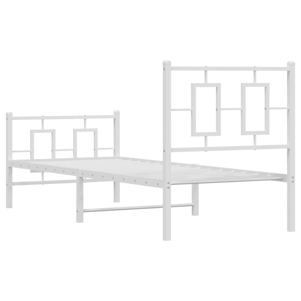 Sengeramme i metall med hode- og fotgavl hvit 80x200 cm
