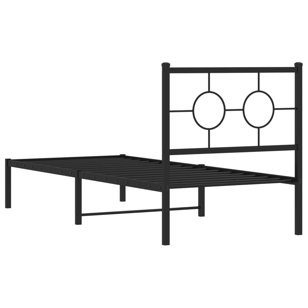 Sengeramme i metall med hodegavl svart 80x200 cm