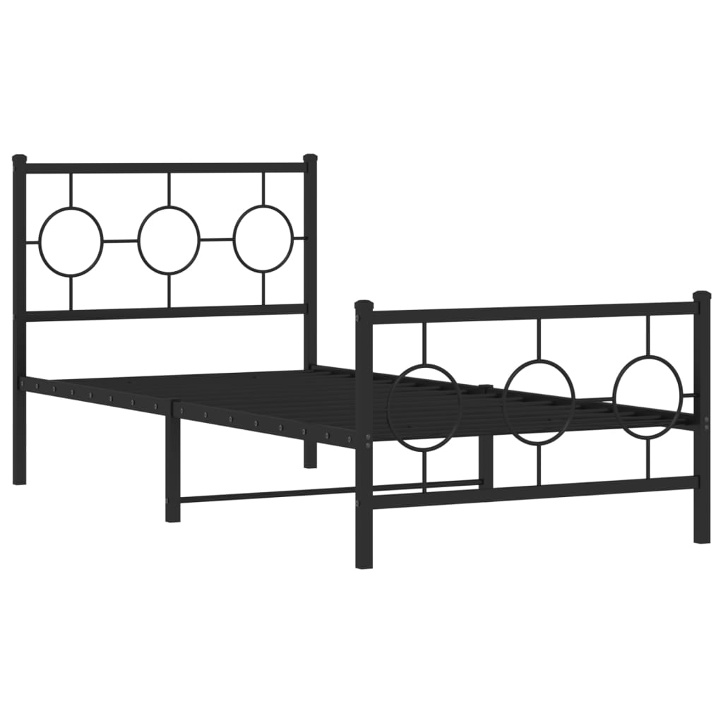 Sengeramme i metall med hode- og fotgavl svart 90x200 cm