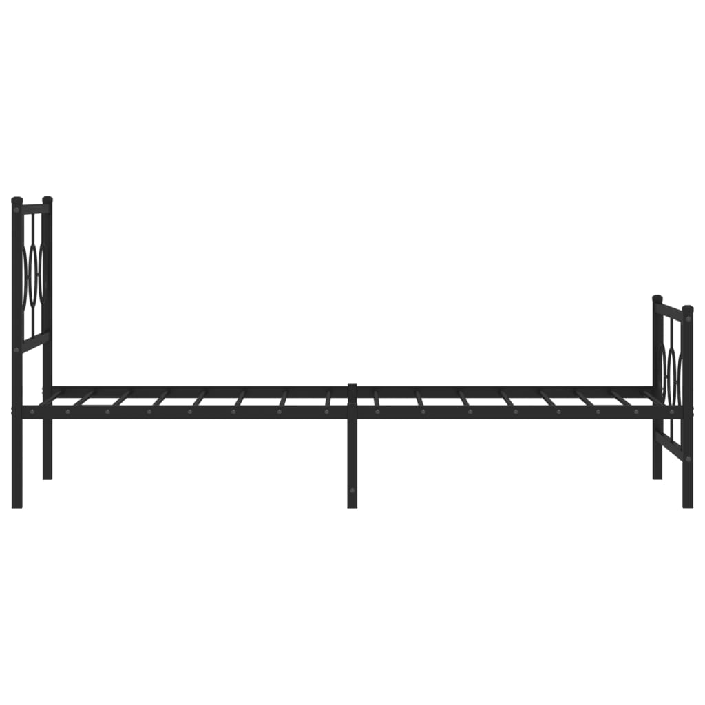 Sengeramme i metall med hode- og fotgavl svart 90x200 cm