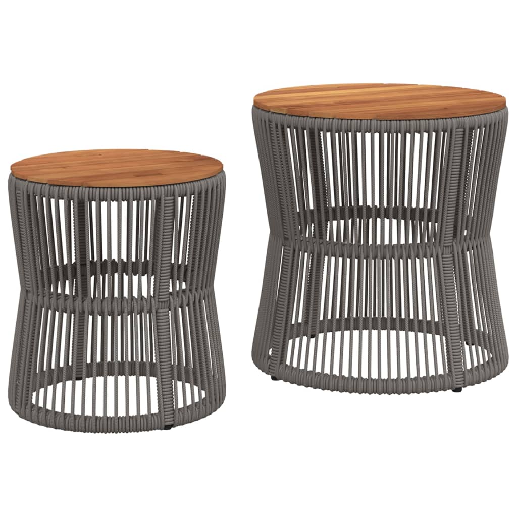 Utendørs sidebord med treplate 2 stk grå polyrotting