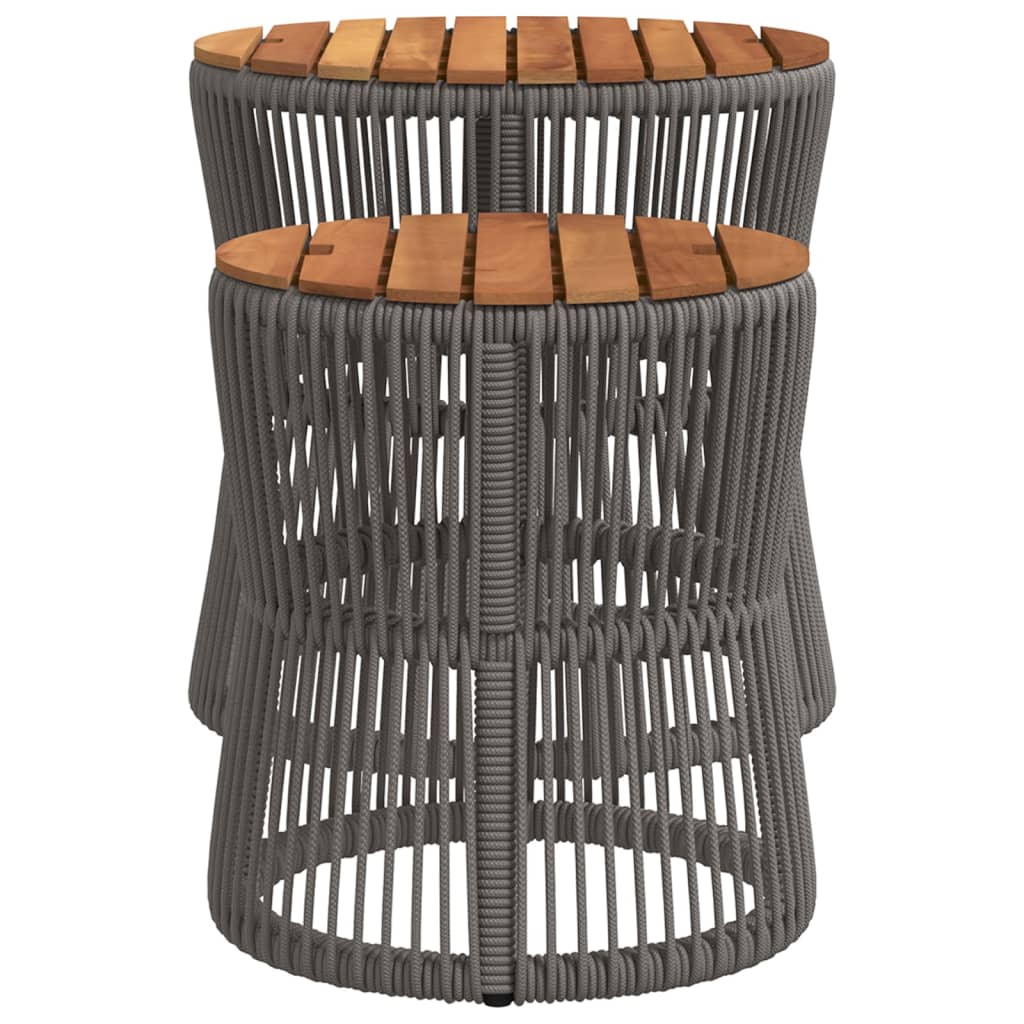 Utendørs sidebord med treplate 2 stk grå polyrotting