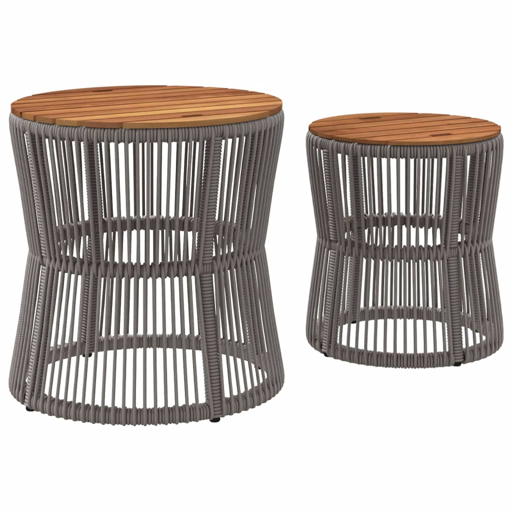 Utendørs sidebord med treplate 2 stk grå polyrotting