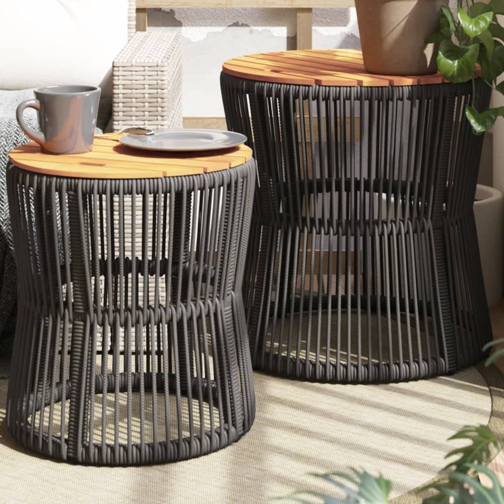 Utendørs sidebord med treplate 2 stk grå polyrotting