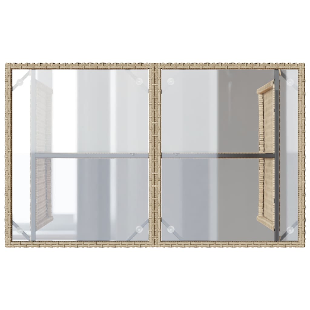 Hagebord med glassplate beige 110x68x70 cm polyrotting