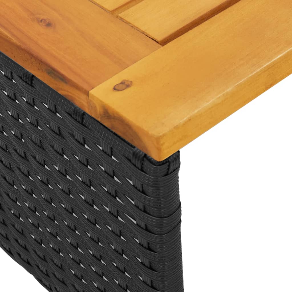 Hagesofa med bord og puter L-formet svart polyrotting