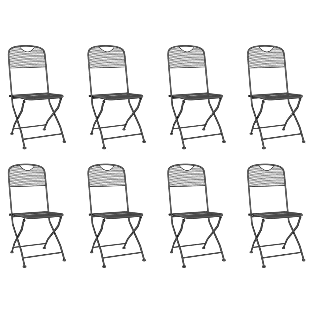 Utendørs spisestue 9 deler antrasitt metallnetting