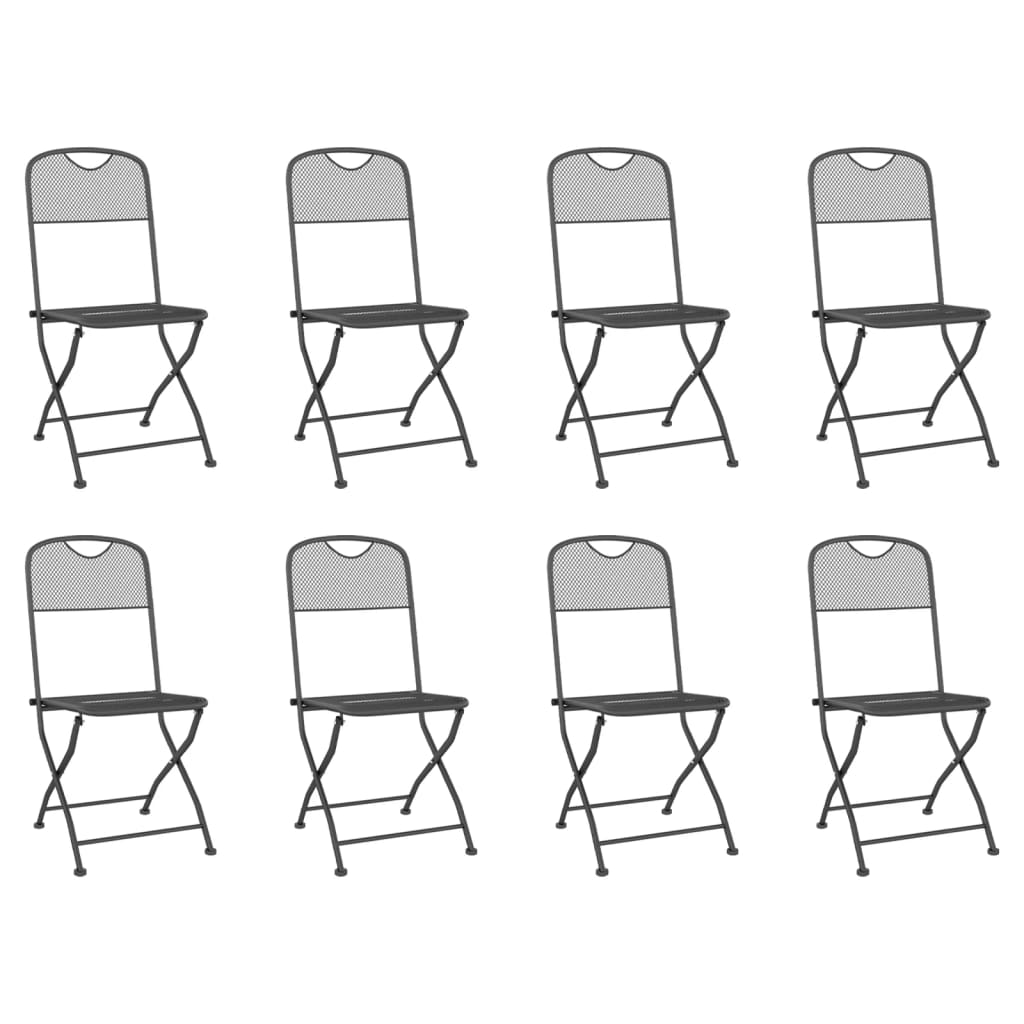 Utendørs spisestue 9 deler antrasitt metallnetting