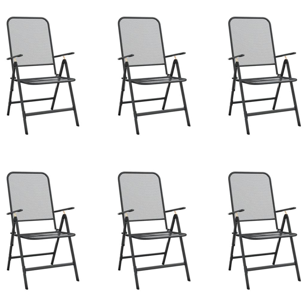 Utendørs spisestue 7 deler antrasitt metallnetting