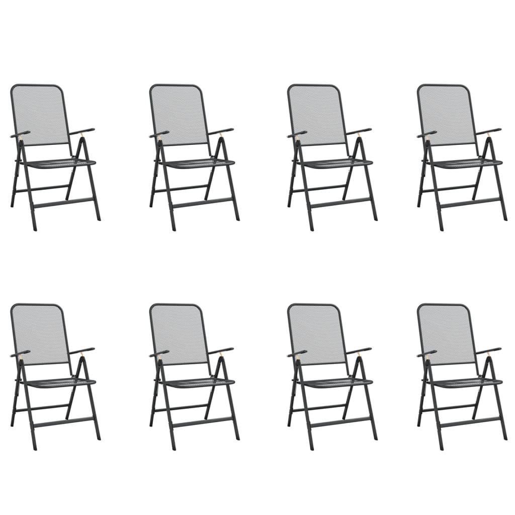 Utendørs spisestue 9 deler antrasitt metallnetting