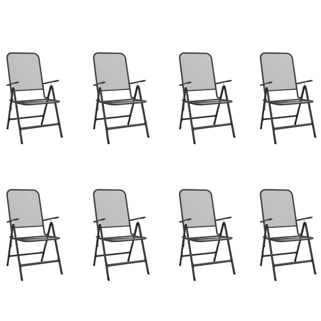 Utendørs spisestue 9 deler antrasitt metallnetting