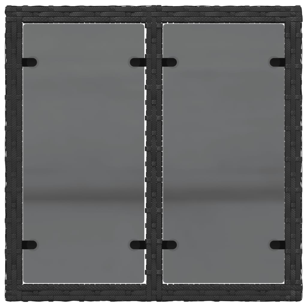 Hagebord med glassplate svart 55x55x37 cm polyrotting