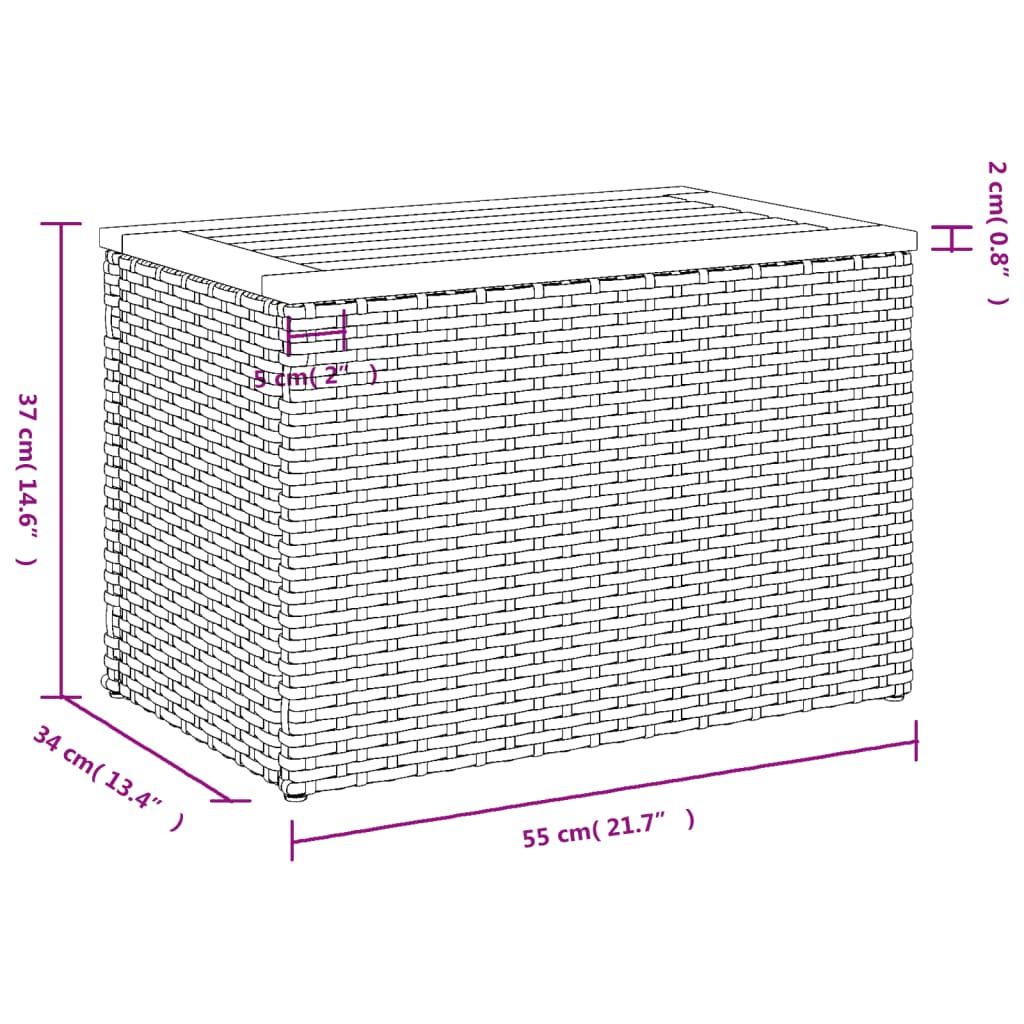 Hagebord 2 stk svart 55x34x37 cm polyrotting heltre