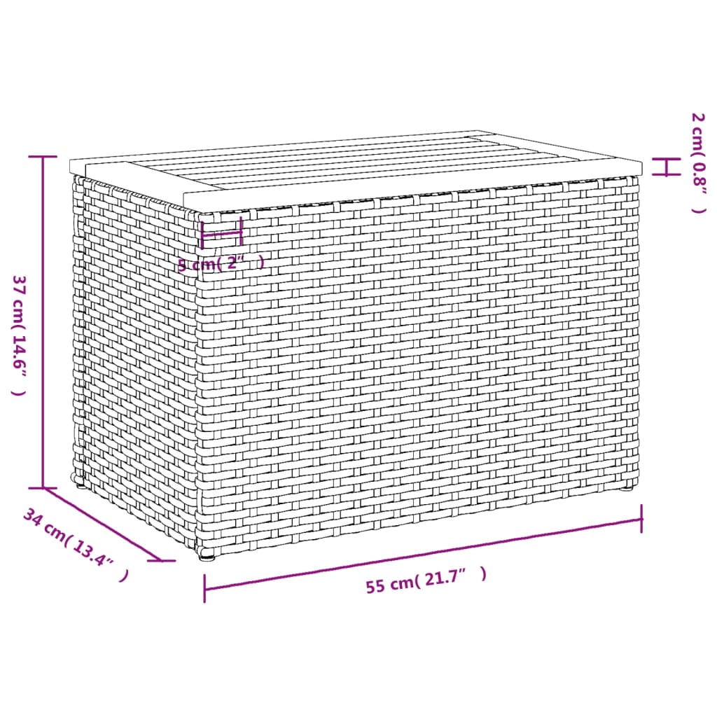 Hagebord 2 stk beige 55x34x37 cm polyrotting heltre