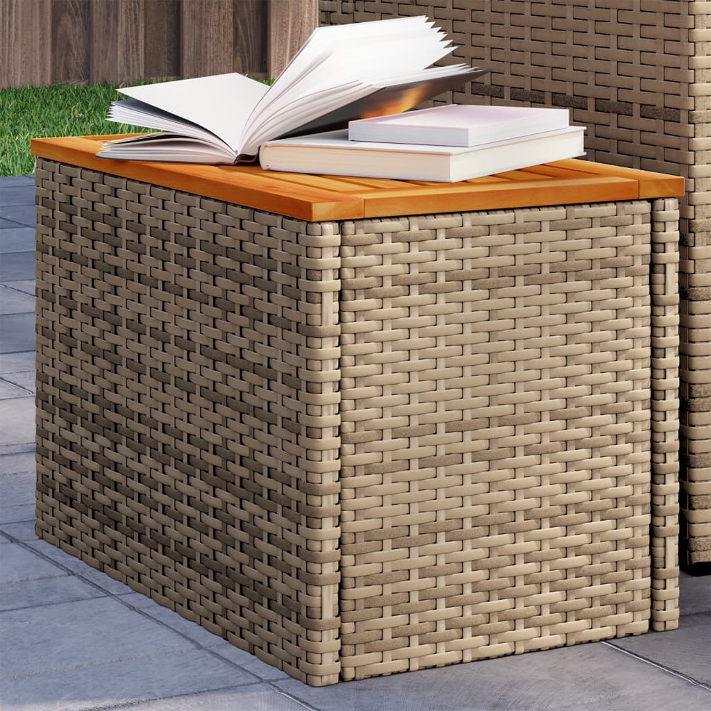 Hagebord 2 stk beige 55x34x37 cm polyrotting heltre