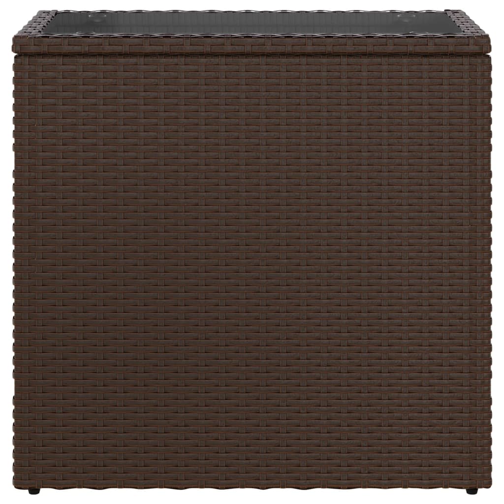 Hagebord med glassplate brun 58x27,5x55 cm polyrotting