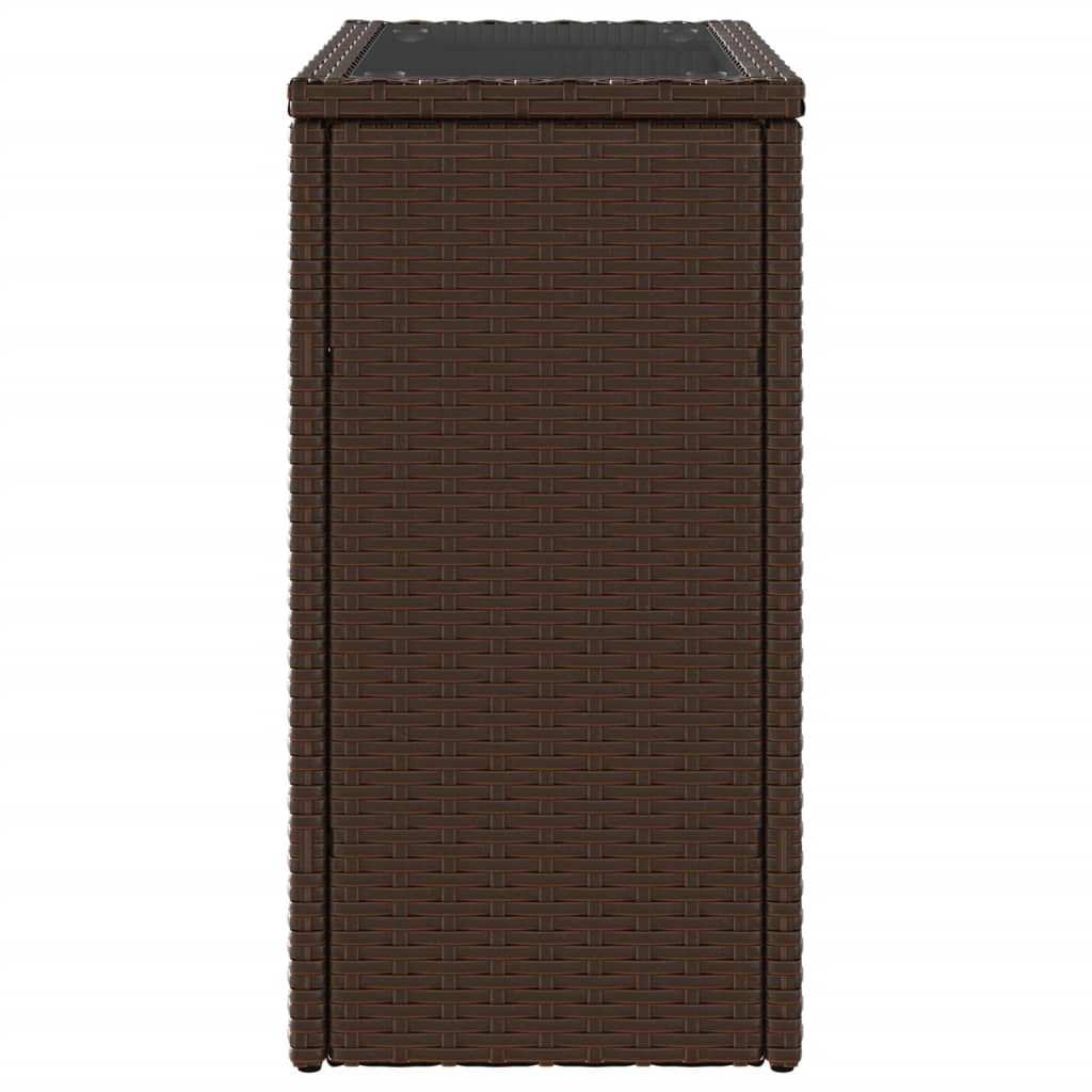 Hagebord med glassplate brun 58x27,5x55 cm polyrotting