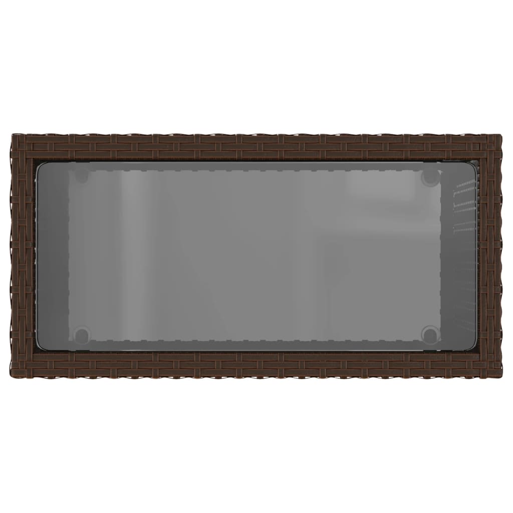 Hagebord med glassplate brun 58x27,5x55 cm polyrotting