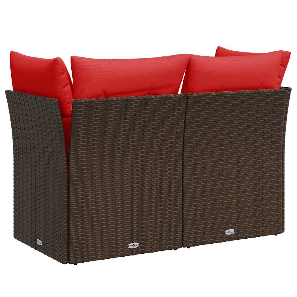 Hagesofa med puter 2-seters brun polyrotting