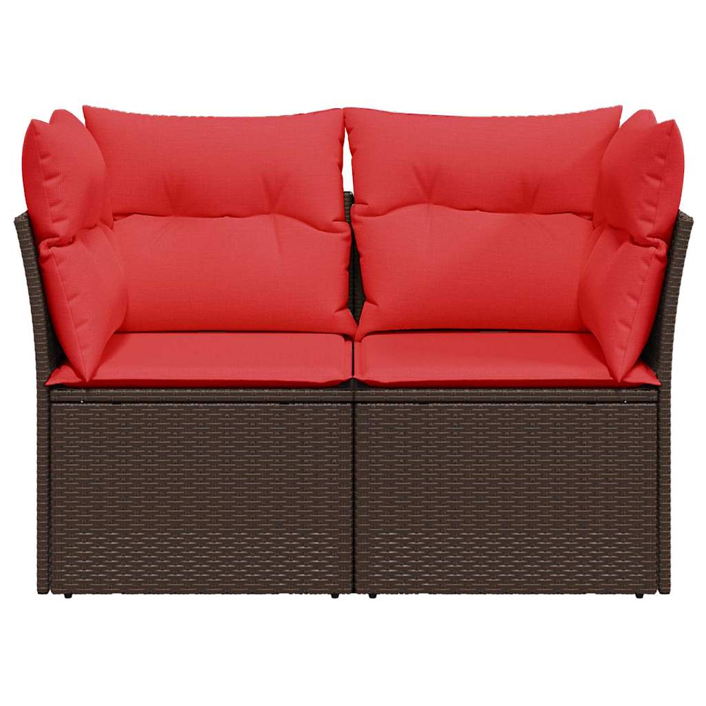 Hagesofa med puter 2-seters brun polyrotting