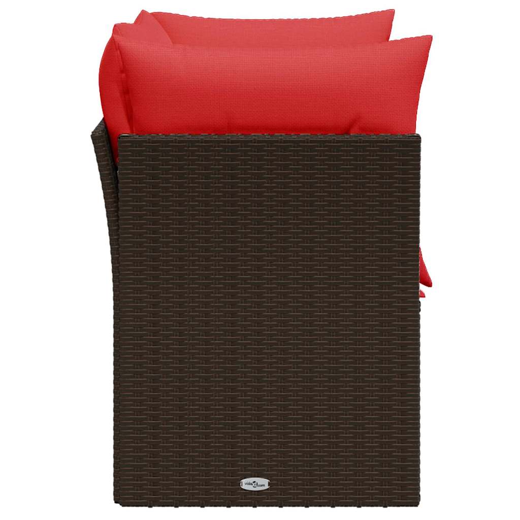 Hagesofa med puter 2-seters brun polyrotting