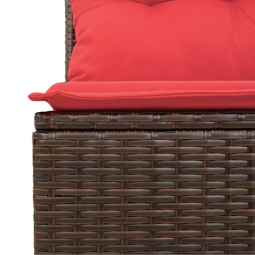 Hagesofa med puter 4-seters brun polyrotting
