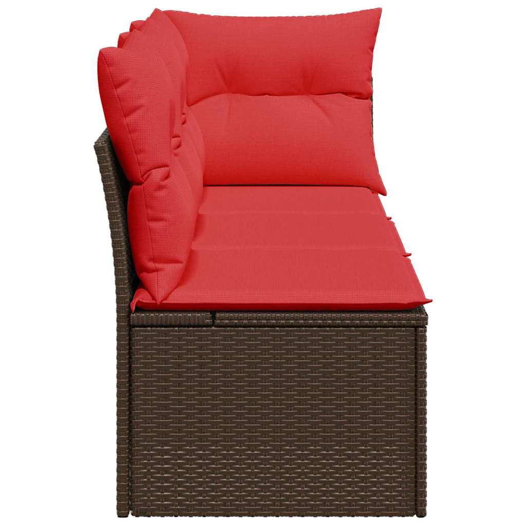 Hagesofa med puter 3-seters brun polyrotting