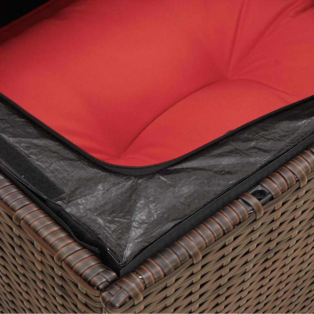 Hagesofa med puter 3-seters brun polyrotting