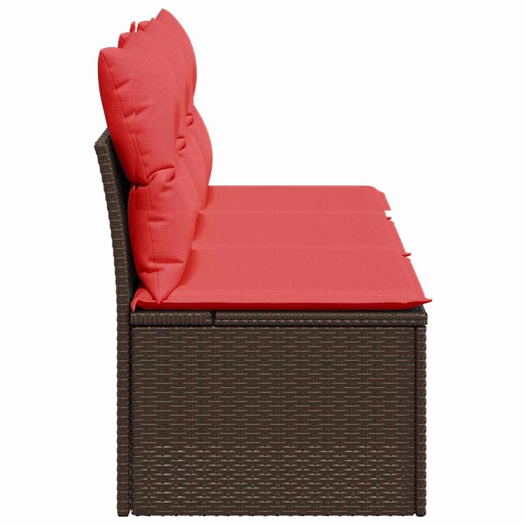 Hagesofa med puter 3-seters brun polyrotting