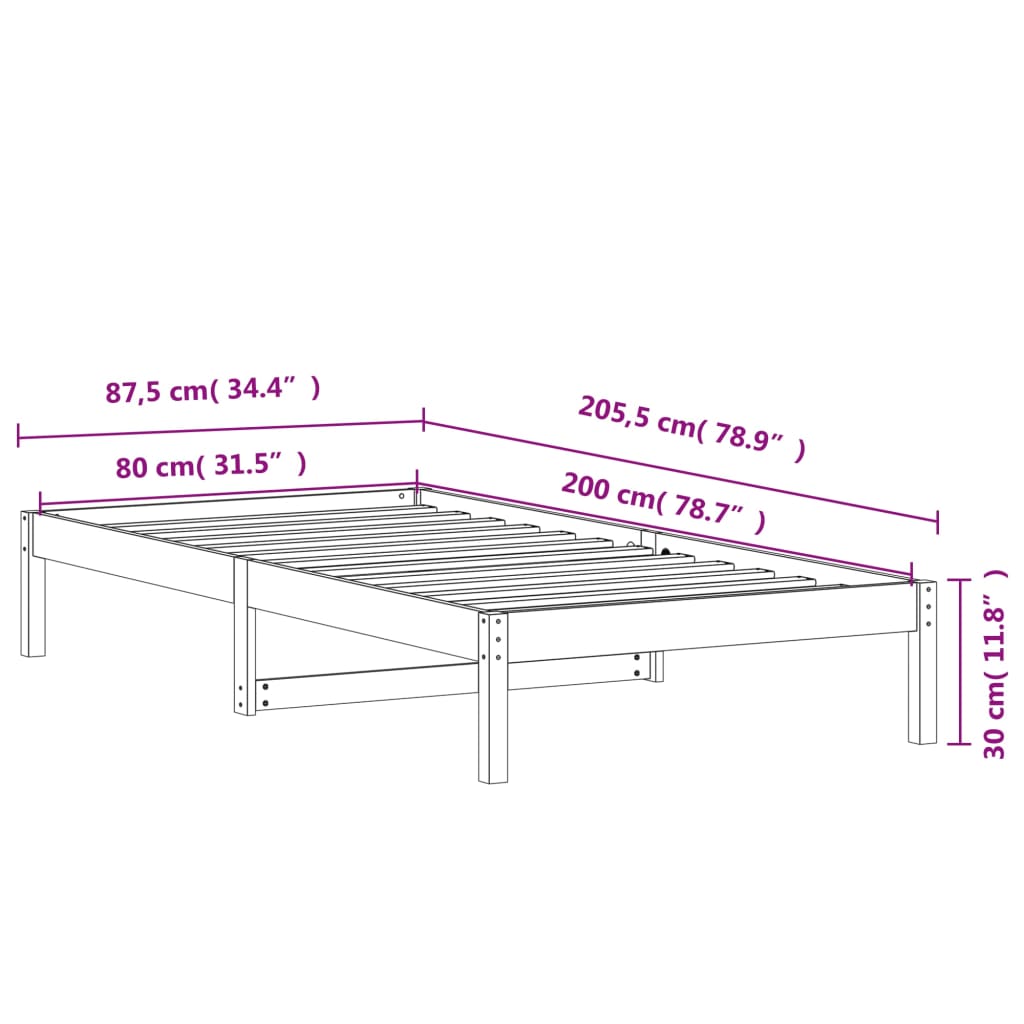 Dagseng uten madrass voksbrun 80x200 cm heltre furu