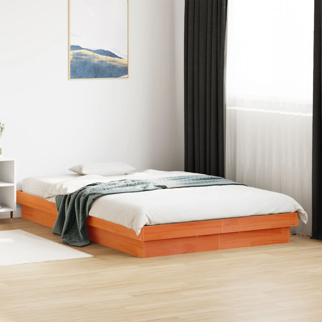 LED-sengeramme voksbrun 120x200 cm heltre furu