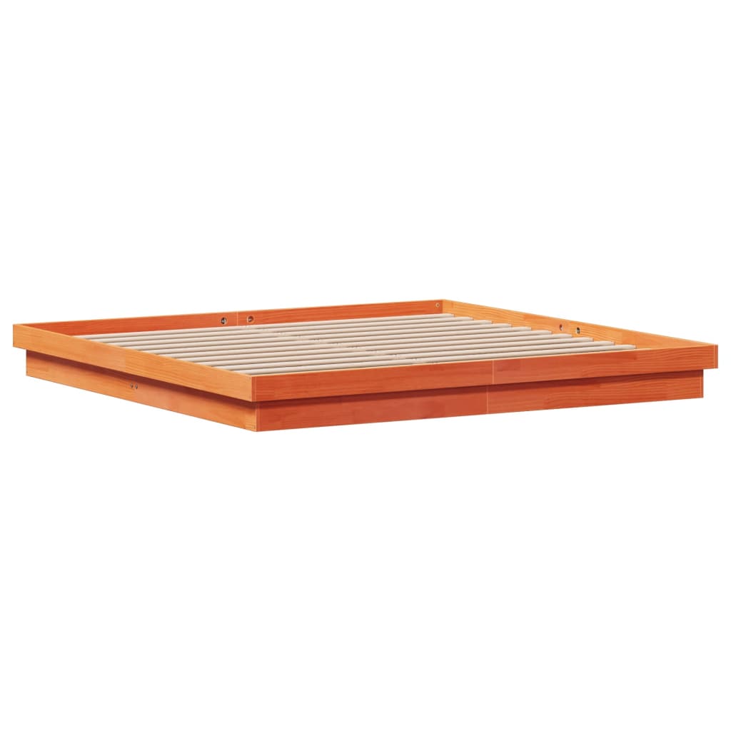 LED-sengeramme voksbrun 200x200 cm heltre furu