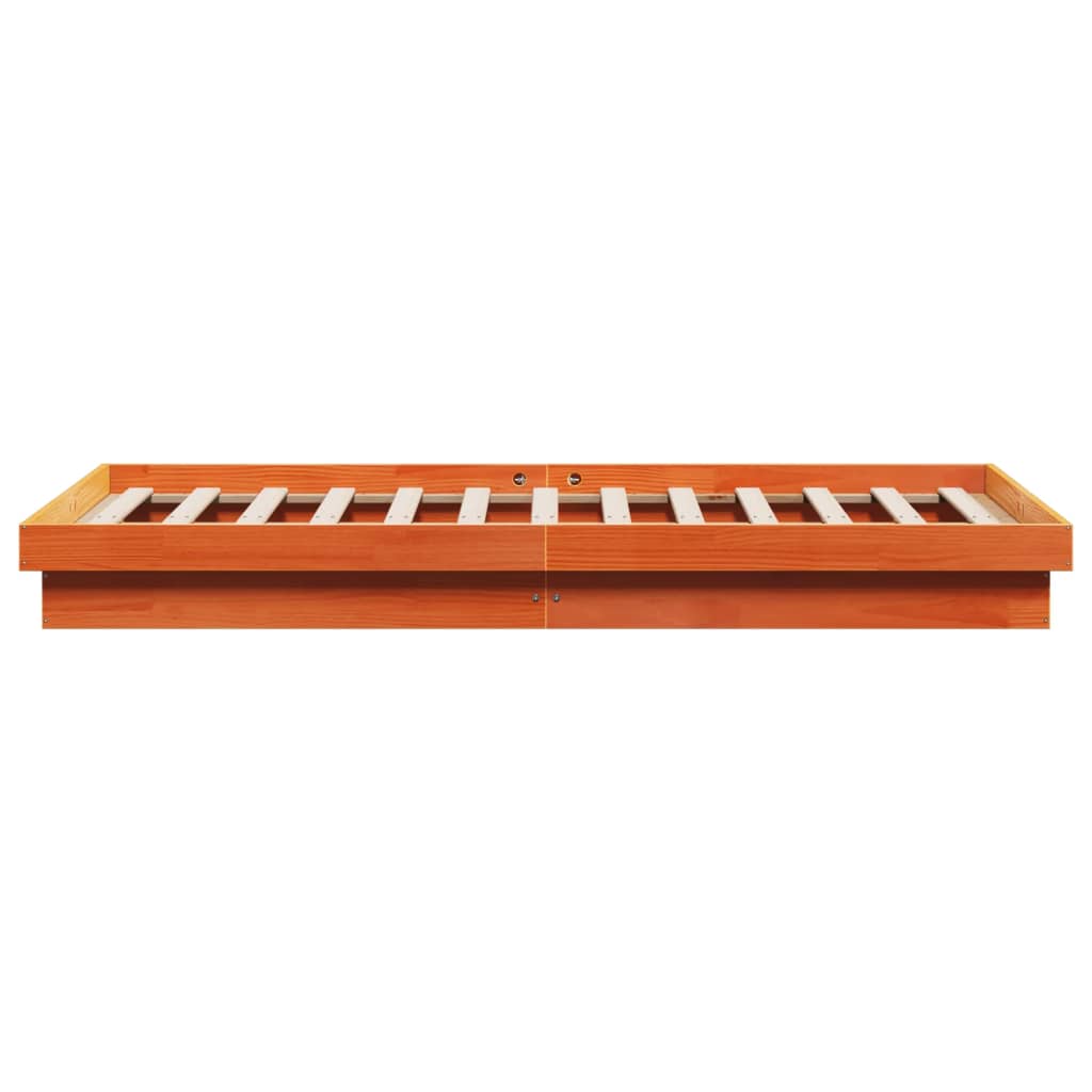 LED-sengeramme voksbrun 200x200 cm heltre furu
